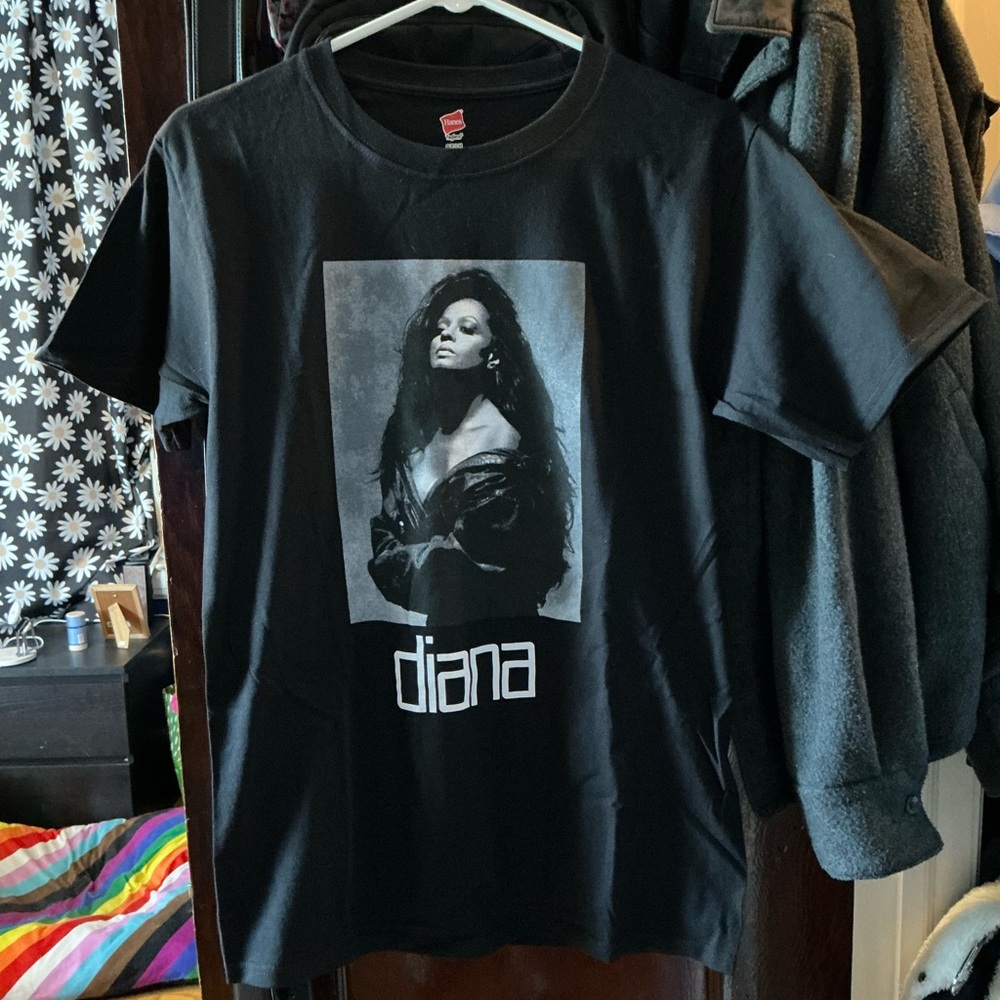 Black Graphic T-Shirt with Diana Print